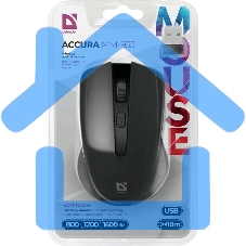 Мышь беспроводная Defender Accura MM-935 черный, 1600 dpi, радиоканал, USB, кнопки - 4
