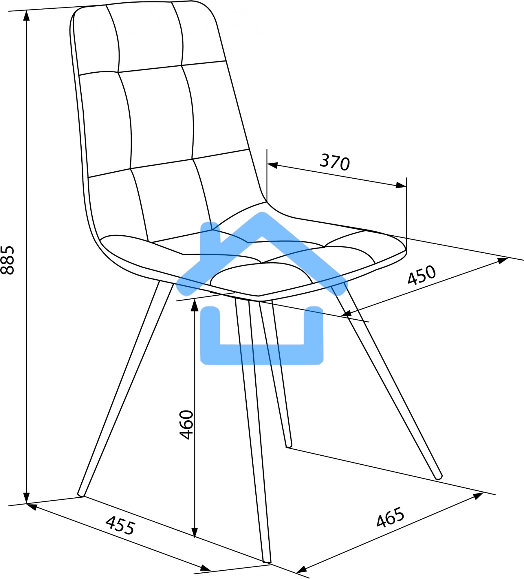 Стул для дома Бюрократ CH-K1_2 комплект 2шт т.серый Holland 18 металл черный на ножках (CH-K1_1/HL18_2)