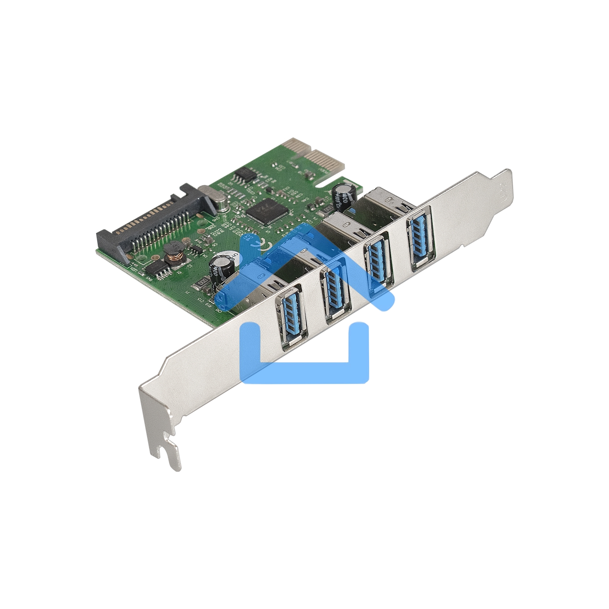 Контроллер ExeGate EXE-314 PCI-E 2.0, 4*USB 3.0 ext, разъем доп.питания (OEM)