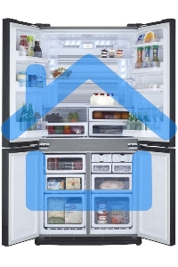 Холодильник Sharp SJ-EX93PSL нержавеющая сталь трехкамерный 345/211 л морозилка снизу Side by Side