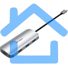 Хаб Vention USB-C to HDMI/USB 3.0x3/SD/TF/PD Docking Station Gray 0.15M Aluminum Alloy Type
