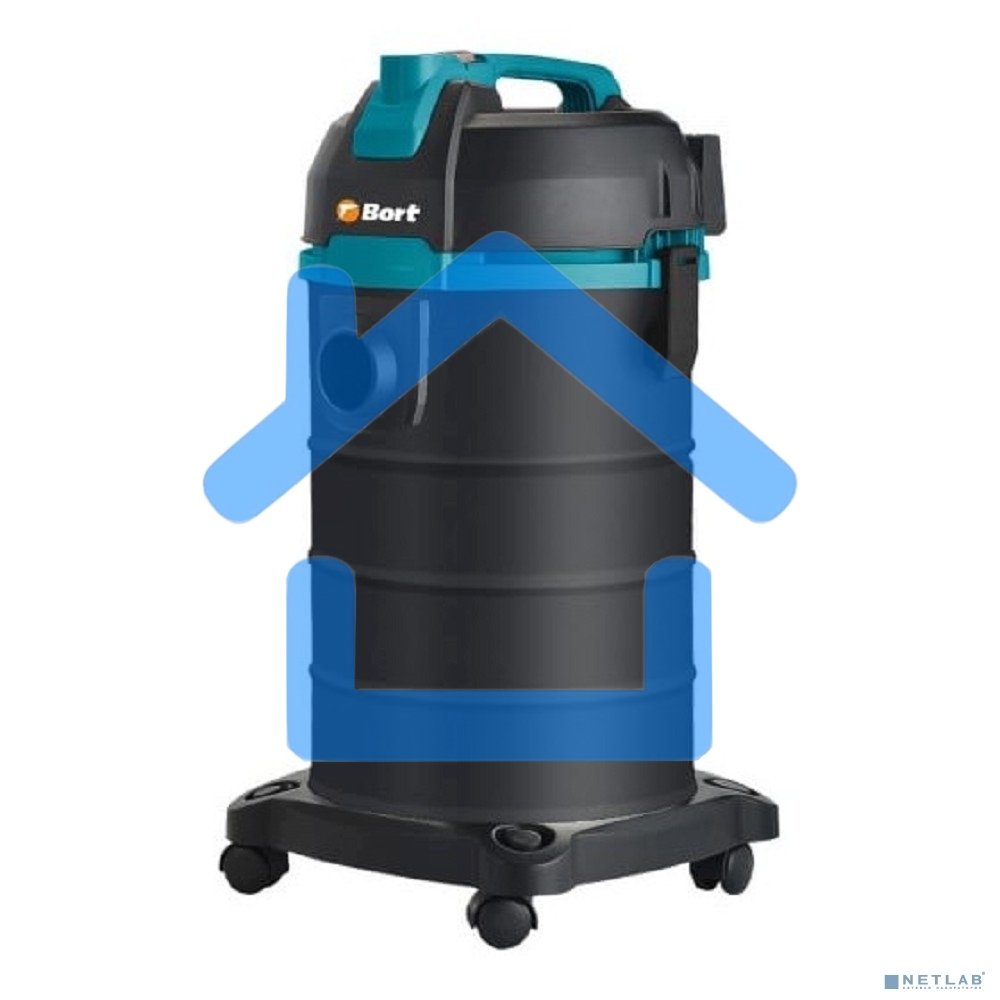 Пылесос профессиональный Bort BSS-1530 черный, 300/1500 Вт, уборка влажная/сухая, пылесборник мешок/контейнер 30л