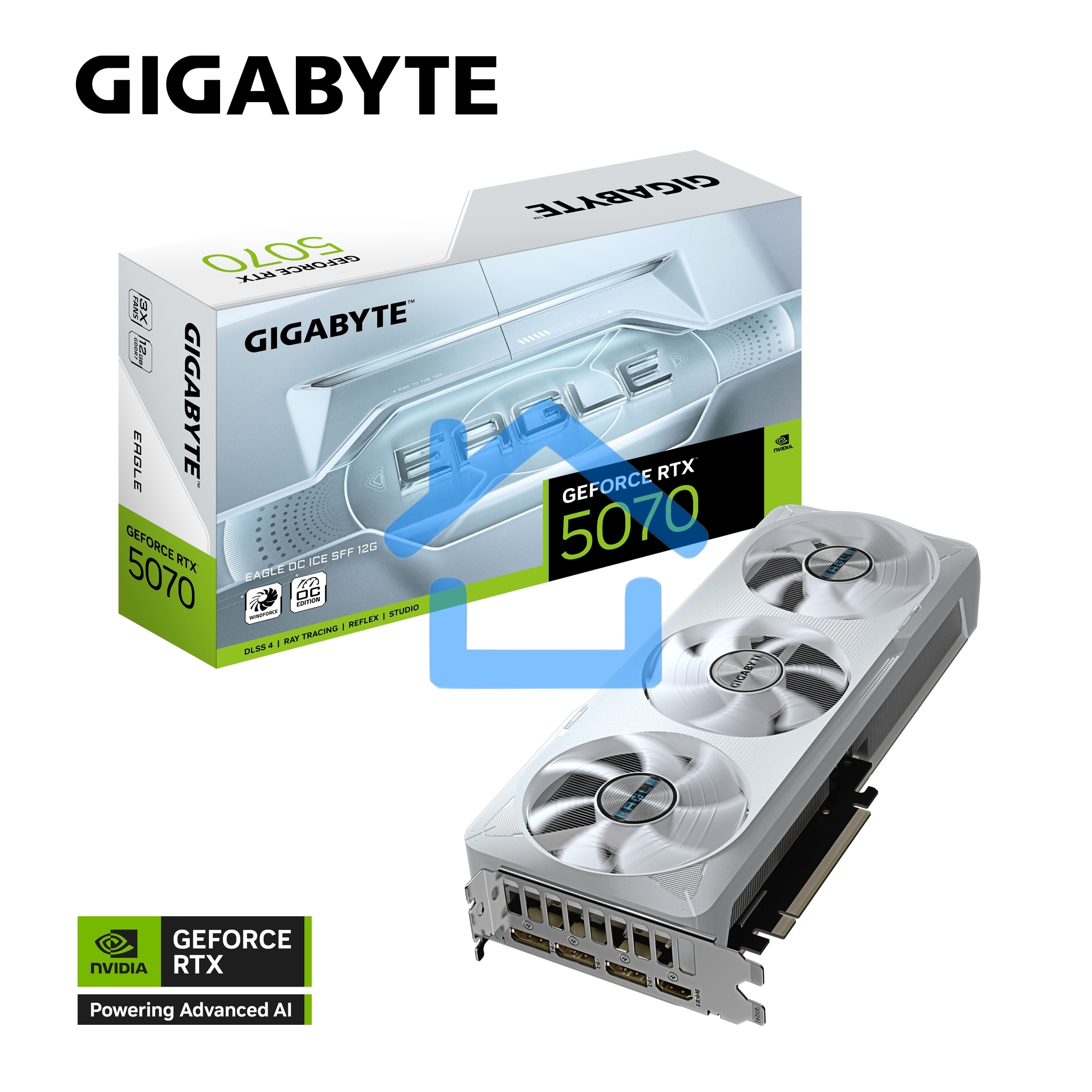 Видеокарта Gigabyte PCI-E GV-N5070EAGLEOC ICE-12GD 1.0 NVIDIA GeForce RTX 5070 12Gb 192bit GDDR7 2805/28000 HDMIx1 DPx3 HDCP Ret