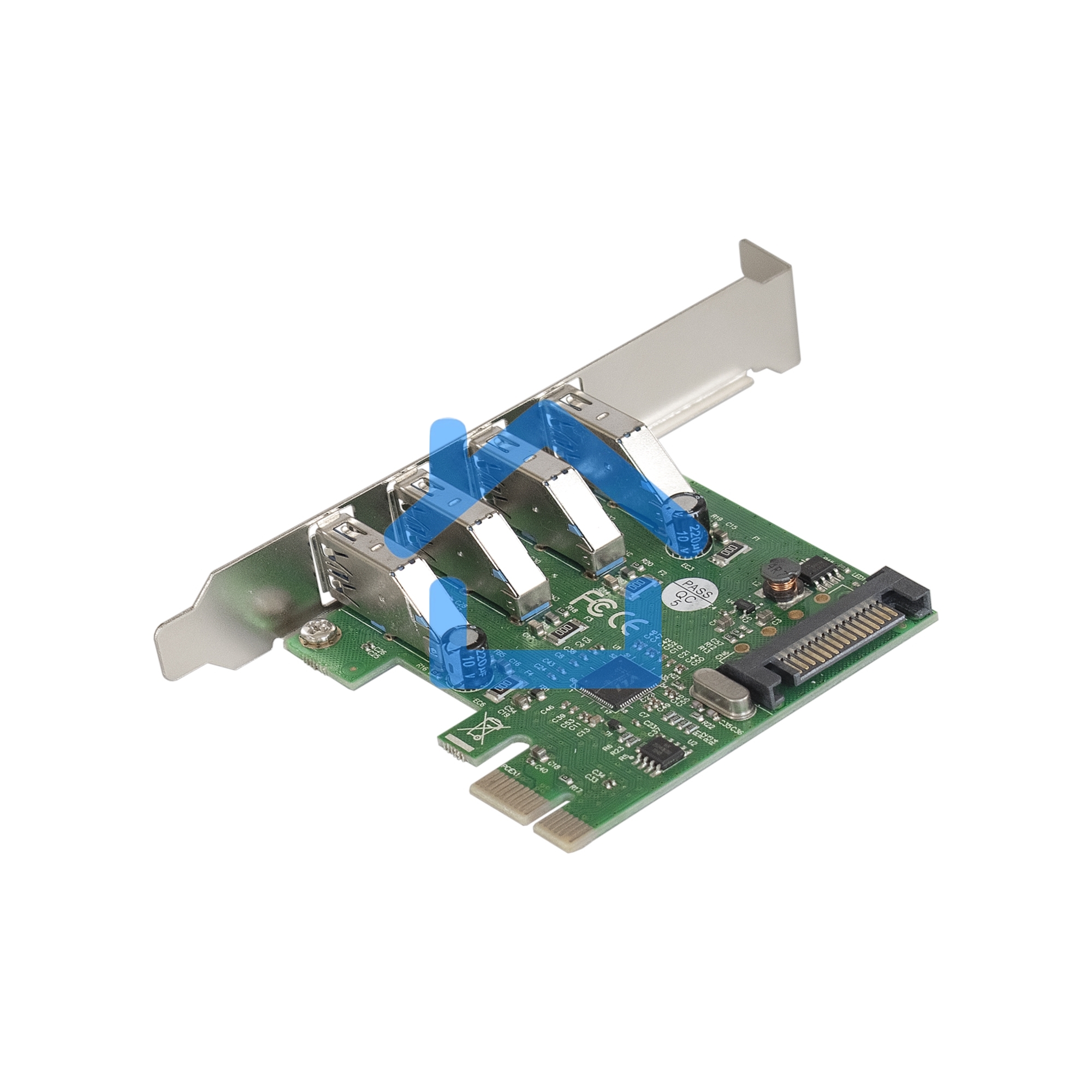 Контроллер ExeGate EXE-314 PCI-E 2.0, 4*USB 3.0 ext, разъем доп.питания (OEM)