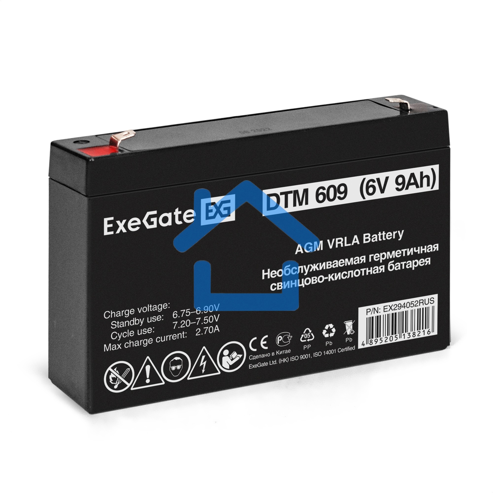 Аккумуляторная батарея ExeGate DTM 609 (6V 9Ah, клеммы F1)