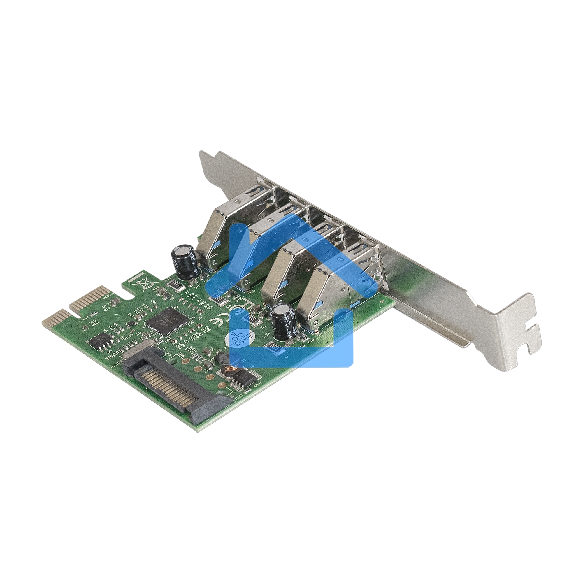 Контроллер ExeGate EXE-314 PCI-E 2.0, 4*USB 3.0 ext, разъем доп.питания (OEM)