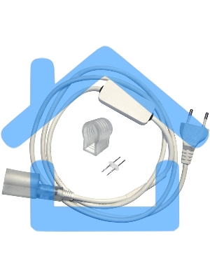 Установочный набор для одностороннего Гибкого неона Neon-night 15х26мм (шнур питания каучук с диодным мостом и вилкой, заглушка, переходная муфта, игла) 1,5м