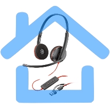 Гарнитура проводная Poly Blackwire 3220 Stereo USB-C Headset +USB-C/A Adapter (Bulk) черный