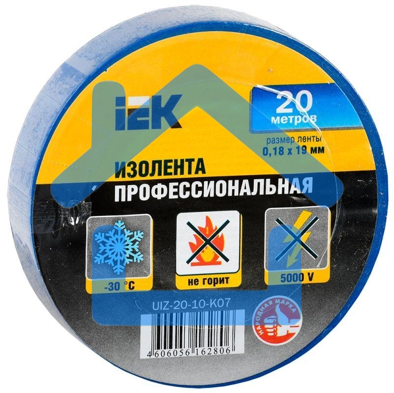 Изолента Iek UIZ-20-10-K07, 0.18х19 мм 20м, синяя