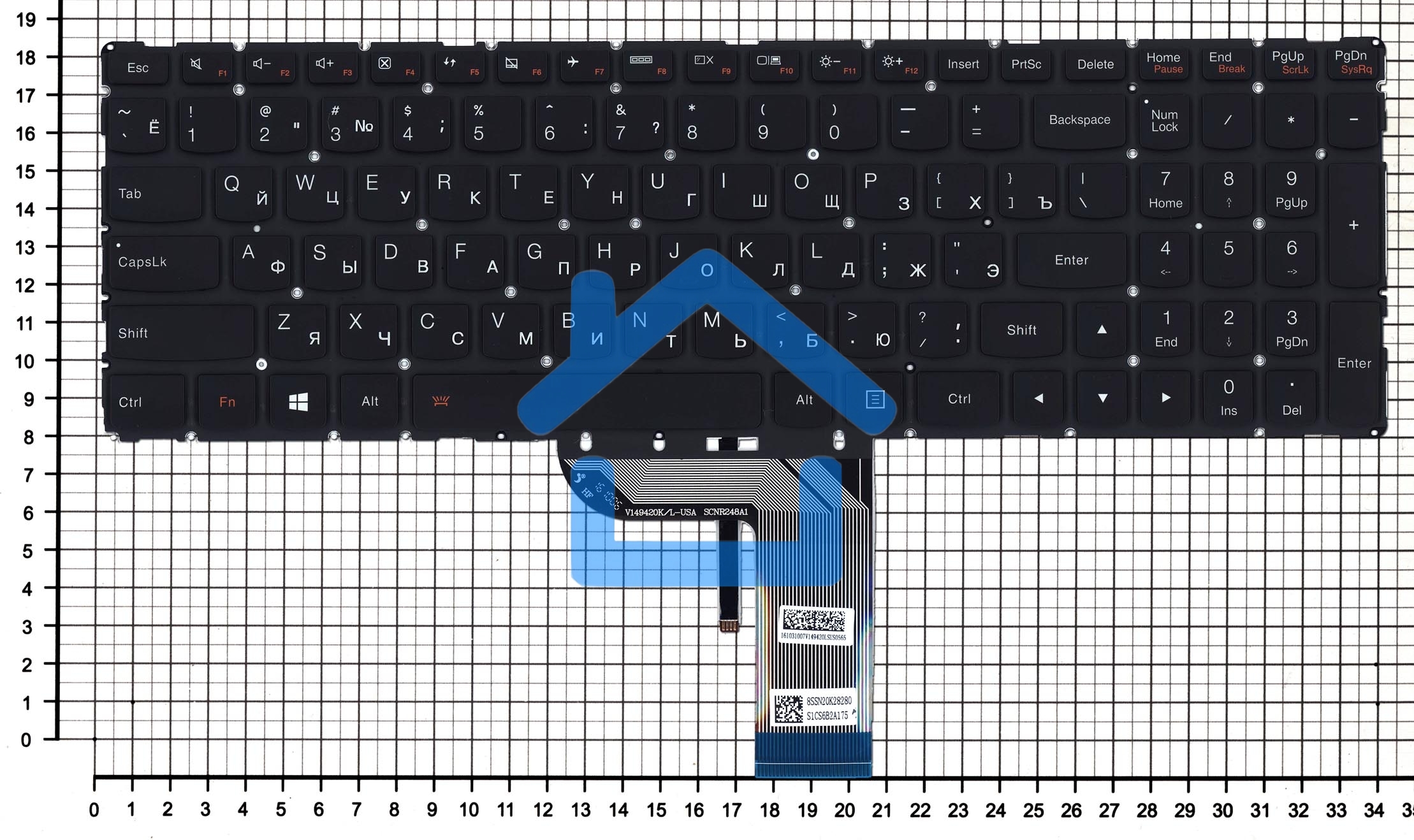 Клавиатура для ноутбука Lenovo IdeaPad 700 700-17ISK черная без рамки с подсветкой