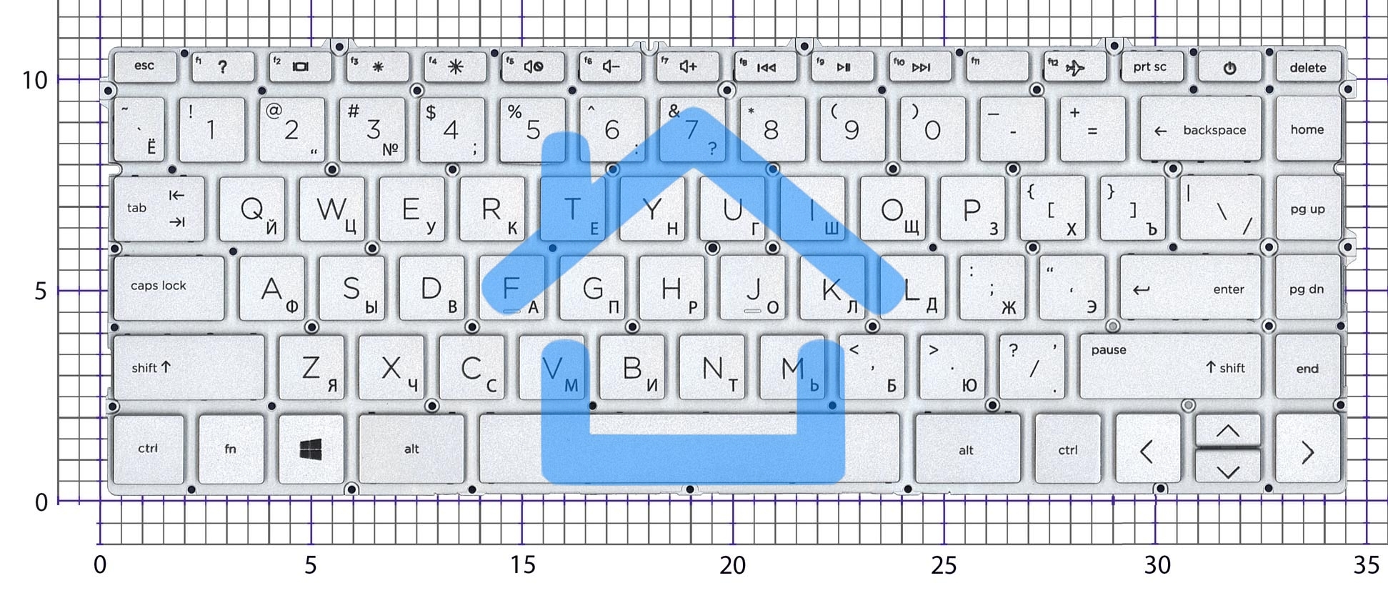 Клавиатура для ноутбука HP Pavilion 14-DV 14-DW серебристая