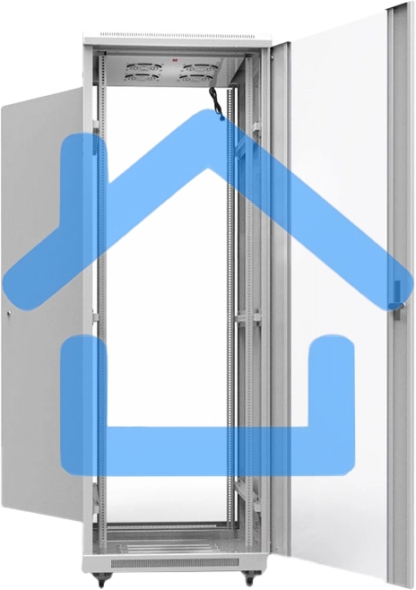 Напольный шкаф Rexant серии Standart 42U 600х800 мм, передняя дверь стекло, задняя дверь металл, RAL 7035 (состоит из 2 частей)