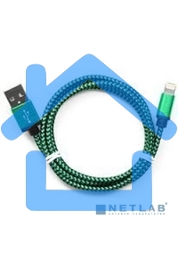 Кабель Gembird USB 2.0 Cablexpert CC-ApUSB2gn1m, AM/Lightning 8P, 1м, нейлоновая оплетка, алюминиевые разъемы, зеленый, пакет