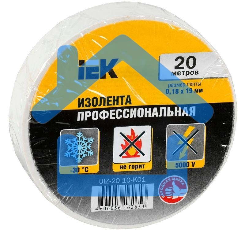 Изолента Iek UIZ-20-10-K01 0,18х19 мм белая 20 метров ИЭК
