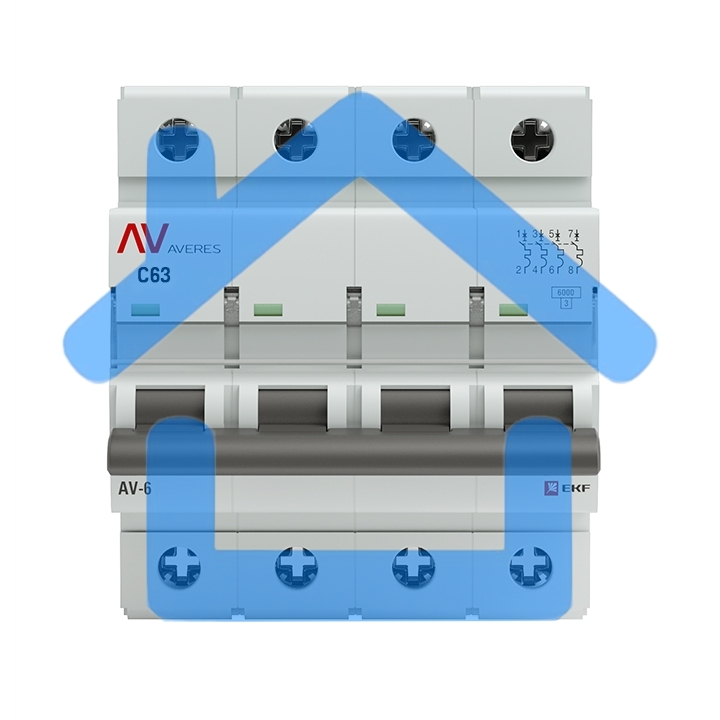 Автоматический выключатель Averes AV-6 (С) 4P 63А 6kA