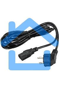 Шнур сетевой, евровилка угловая - евроразъем С13, кабель 3x0,75 мм², длина 1,8 метра (PE пакет) Rexant