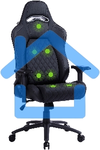 Кресло игровое Cactus CS-CHR-130-M, массажное, с подголовником, черный