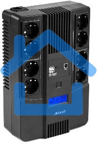 Источник бесперебойного питания Бастион SKAT-UPS 800-AID-IN-1x9-8 ИБП 220В 480Вт, LCD, АКБ 1x 9А·ч, line interactive, мод.синус, 8хSchuko,2xUS (8933)