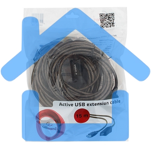 Кабель удлинитель USB 2.0 активный Cablexpert UAE-01-15M, AM/AF, 15м