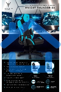 Кресло игровое Knight Thunder 5X черный эко.кожа крестов. металл