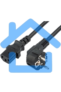 Шнур сетевой, евровилка угловая - евроразъем С13, кабель 3x0,75 мм², длина 1,8 метра (PE пакет) Rexant