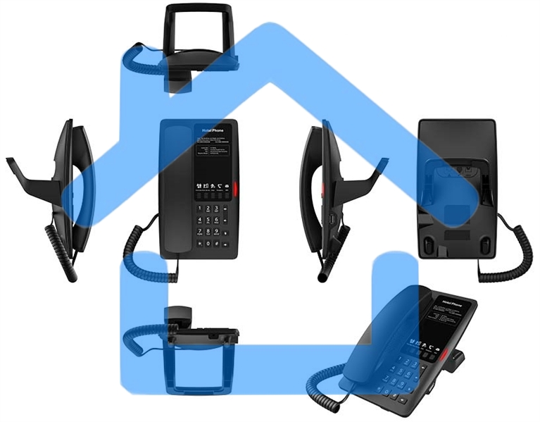 Гостиничный IP-телефон Fanvil H4W WIFI Hotel Phone 2 SIP Lines 1 USB Port for phone charging 5 Soft keys prograммable service hotline 2.4GHz&5GHz,Wi-Fi 6 PoE HD Voice PSU