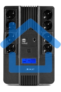 Источник бесперебойного питания Бастион SKAT-UPS 800-AID-IN-1x9-8 ИБП 220В 480Вт, LCD, АКБ 1x 9А·ч, line interactive, мод.синус, 8хSchuko,2xUS (8933)