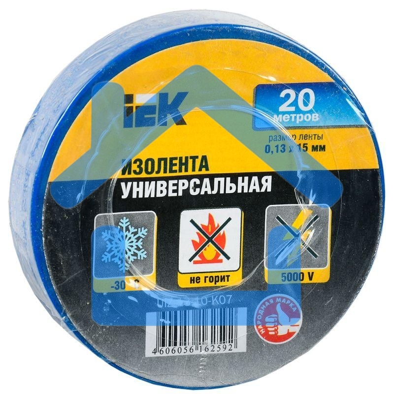 Изолента Iek UIZ-13-10-K07 0,13х15 мм синяя 20 метров ИЭК