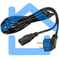 Шнур сетевой, евровилка угловая - евроразъем С13, кабель 3x0,75 мм², длина 1,8 метра (PVC пакет) Rexant