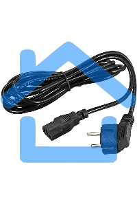 Шнур сетевой, евровилка угловая - евроразъем С13, кабель 3x0,75 мм², длина 1,8 метра (PVC пакет) Rexant