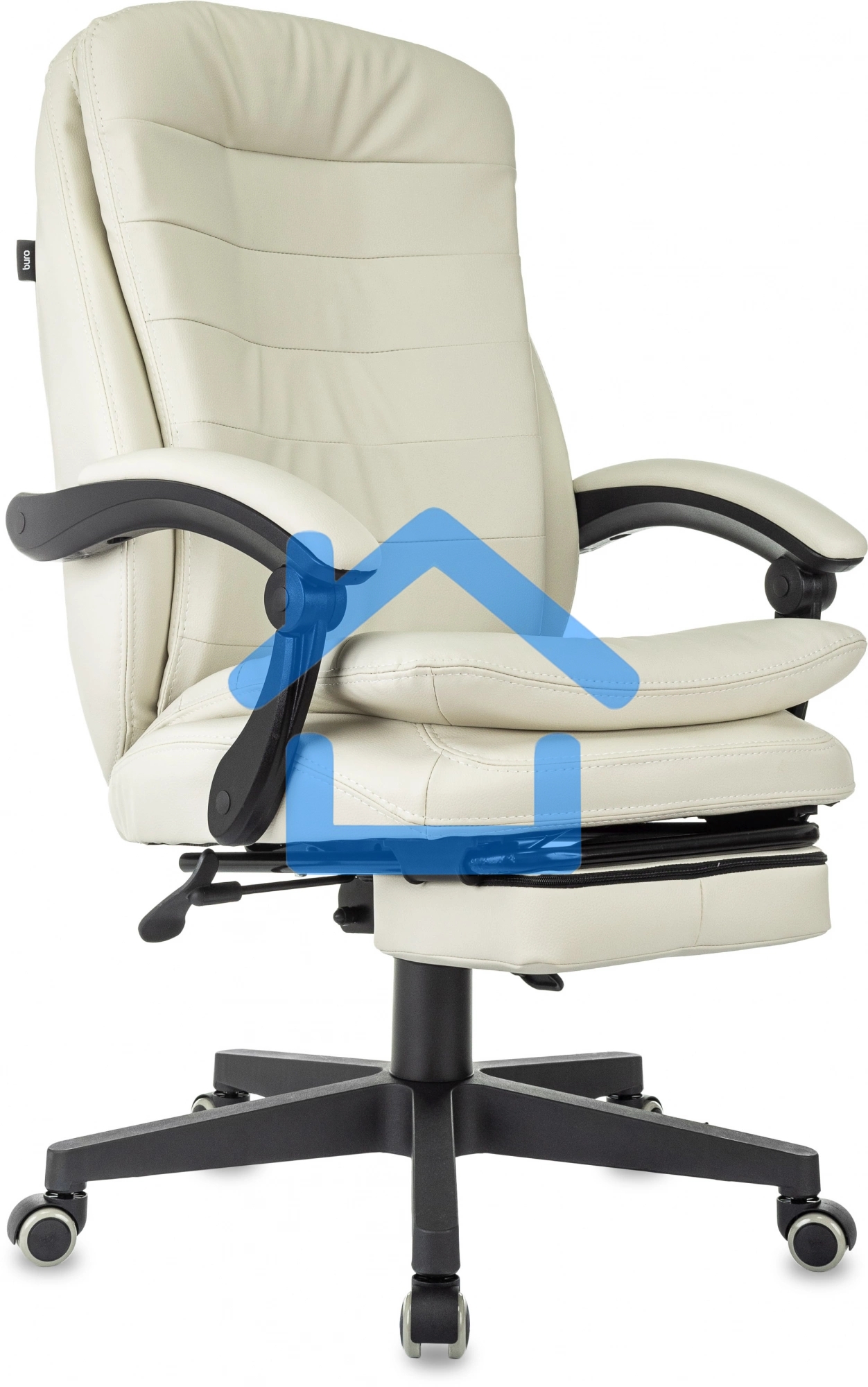 Кресло руководителя Бюрократ T-9950MSG-F слоновая кость эко.кожа, крестов. пластик подст. для ног