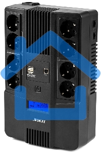 Источник бесперебойного питания Бастион SKAT-UPS 800-AID-IN-1x9-8 ИБП 220В 480Вт, LCD, АКБ 1x 9А·ч, line interactive, мод.синус, 8хSchuko,2xUS (8933)