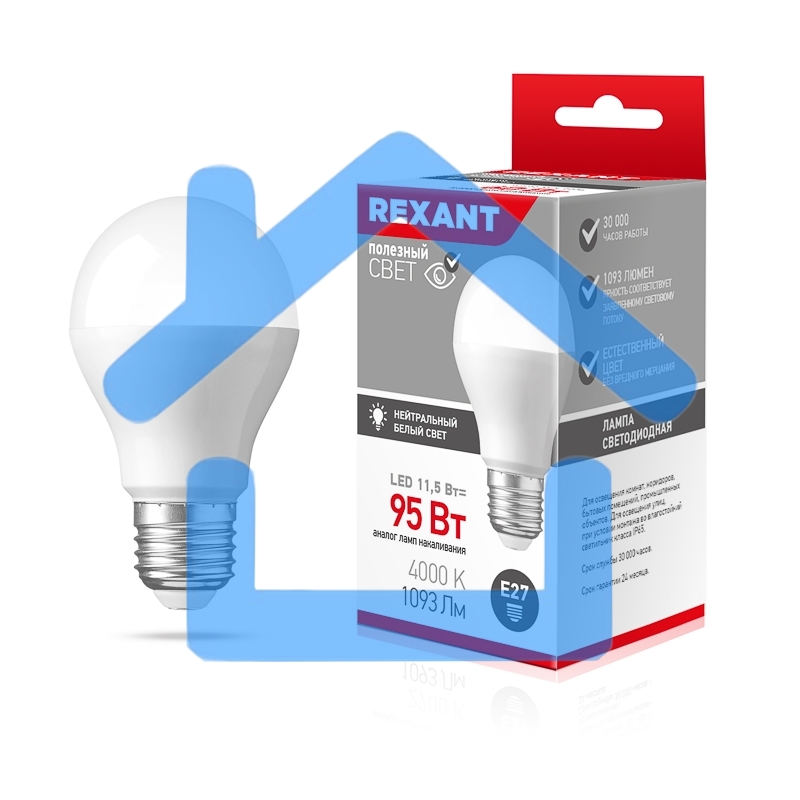 Лампа светодиодная Rexant 604-004 груша A60 11,5 Вт E27 1093 лм 4000 K нейтральный свет