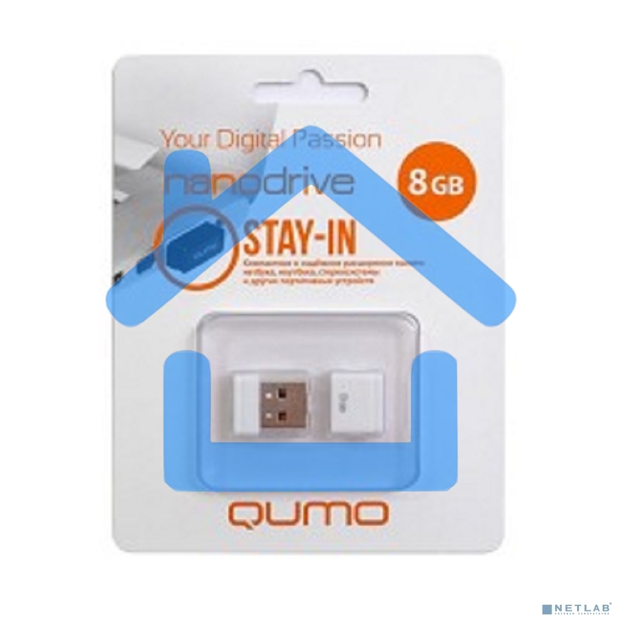 Флешка USB R/W 2.0 QUMO 8Gb, NANO QM8GUD-NANO-W White