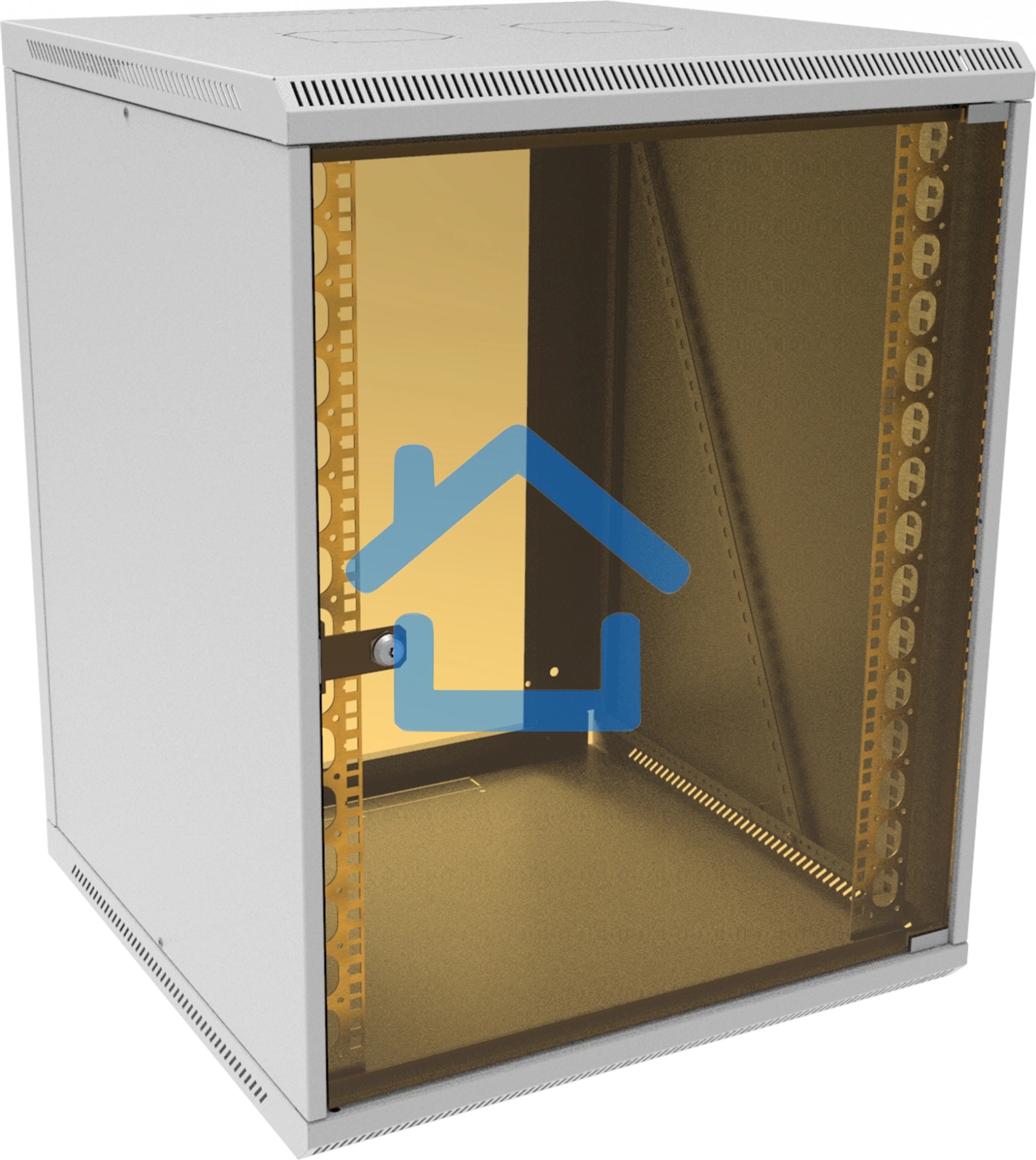 Шкаф коммутационный Suprlan (05-1506) настенный 15U 600x600мм пер.дв.стекл направл.под закл.гайки 70кг RAL 7035 535мм 29.7кг 750мм