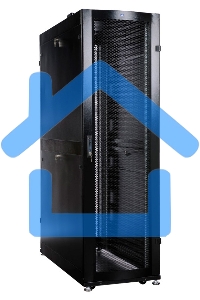 Шкаф серверный ПРОФ напольный 48U (600x1000) дверь перфор., задние двойные перфор., черный, в сборе (ШТК-СП-48.6.10-48АА-9005) (1 коробка)