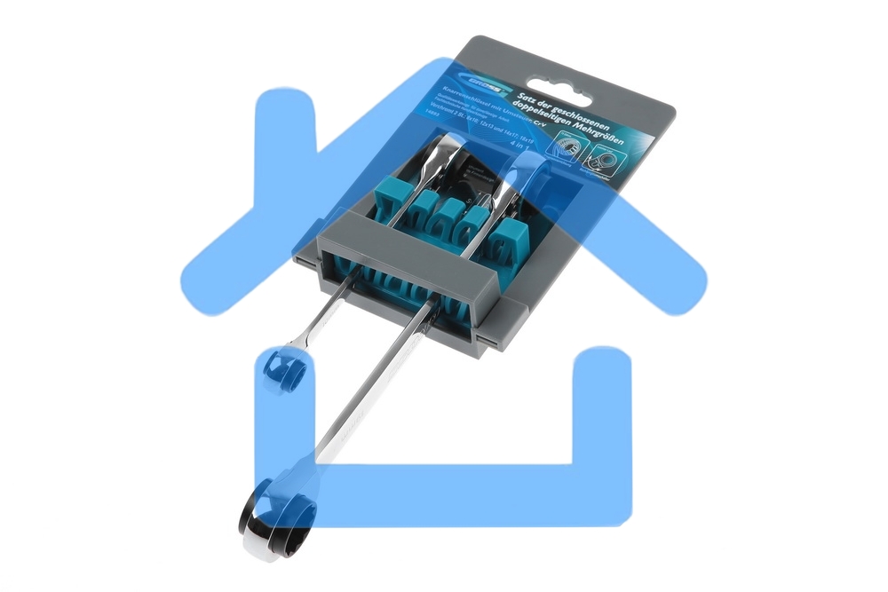 Набор ключей накидных GROSS 14893с трещоткой, 8 - 19 мм, 2 шт., многоразмерные, реверсивные, CrV