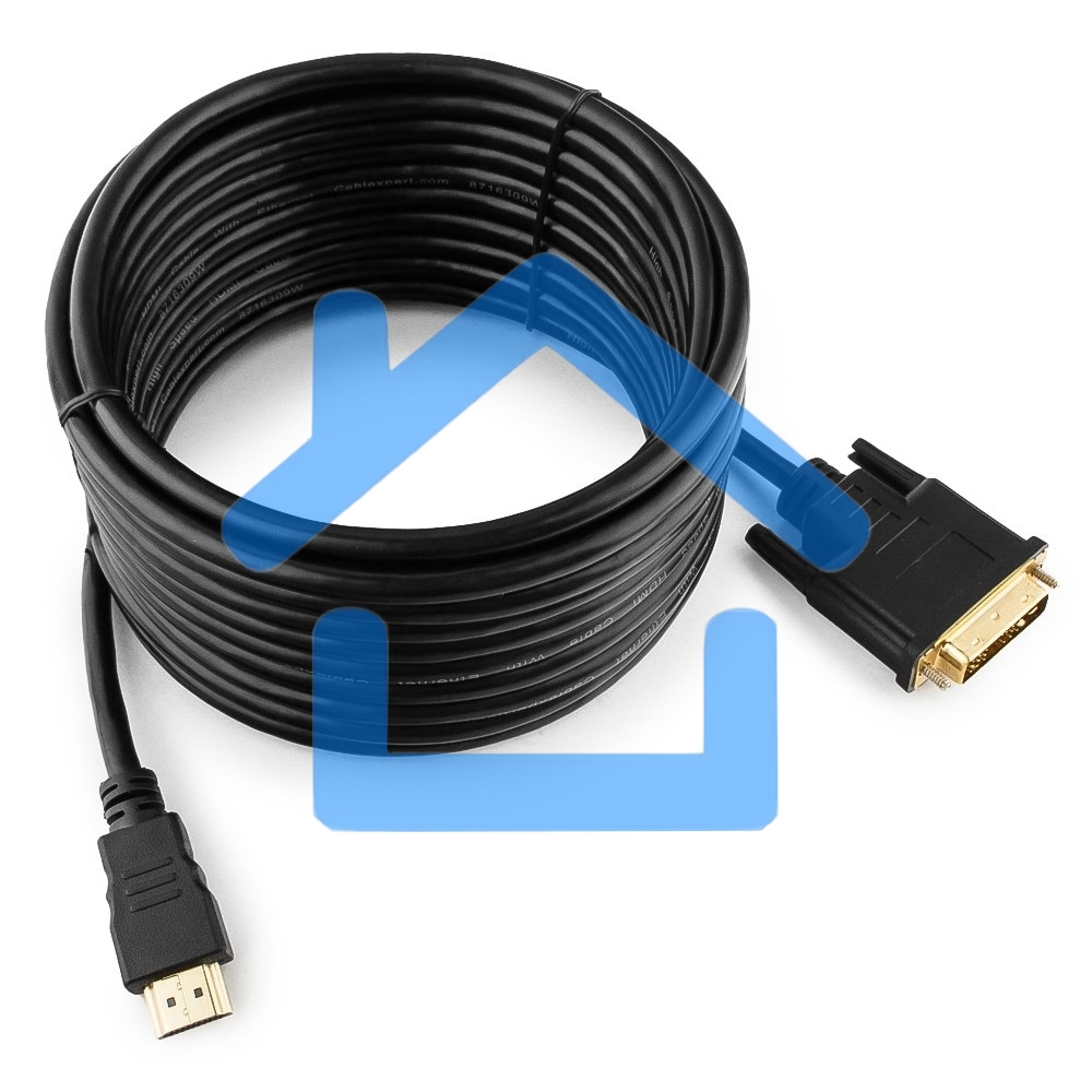 Кабель HDMI-DVI Cablexpert CC-HDMI-DVI-7.5MC, 19M/19M, single link, медь, позол.разъемы, экран, 7.5м, черный, пакет