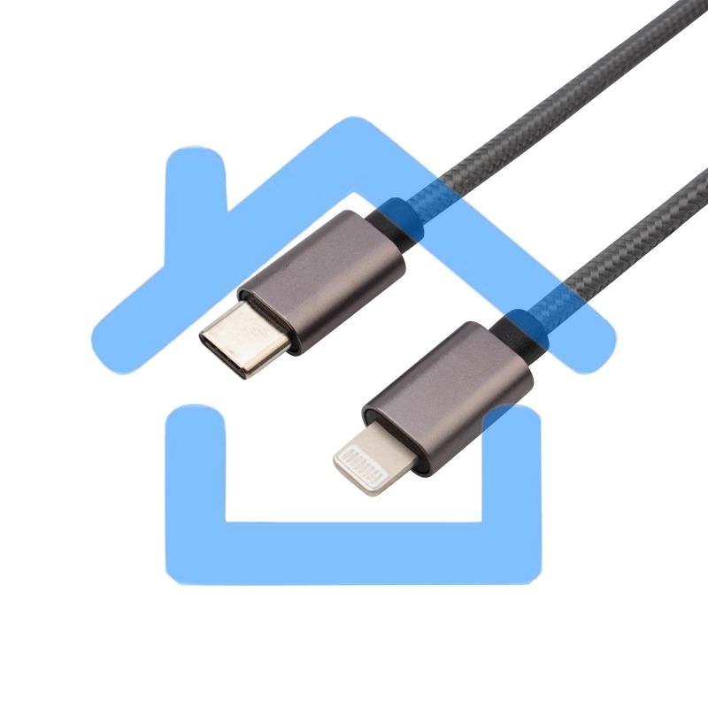 Кабель Rexant Type-C-Lightning PD, 1 м, графит, нейлон