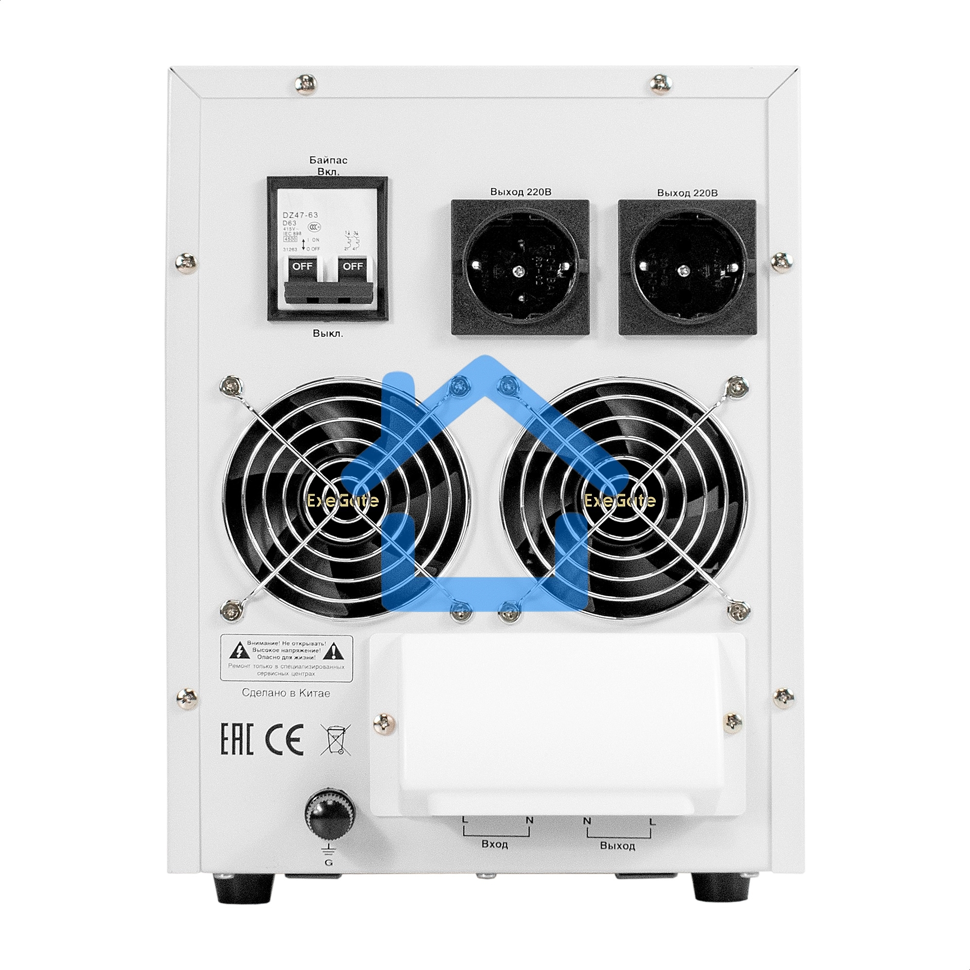 Стабилизатор напряжения ExeGate Expert Turbo AST-20000 (20000ВА, вход 80-260В, цветной дисплей, выход 220В±8%, КПД 98%, 5 уровней защиты, задержка, усиленный метал. корпус, клем.колодка, RTL)