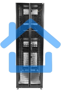 Шкаф серверный ПРОФ напольный 48U (600x1000) дверь перфор., задние двойные перфор., черный, в сборе (ШТК-СП-48.6.10-48АА-9005) (1 коробка)