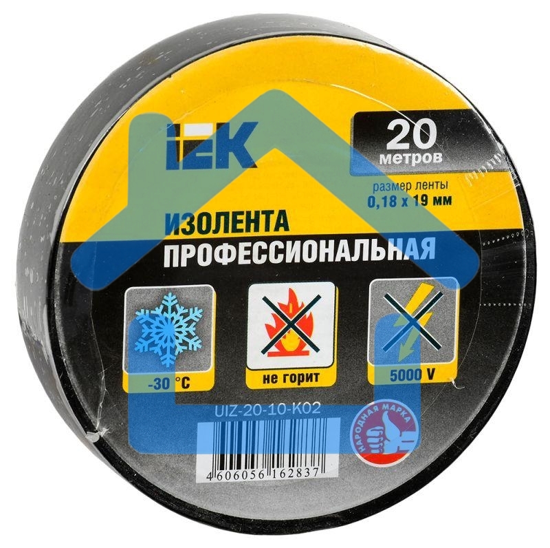 Изолента Iek UIZ-20-10-K02 0,18х19 мм черная 20 метров ИЭК