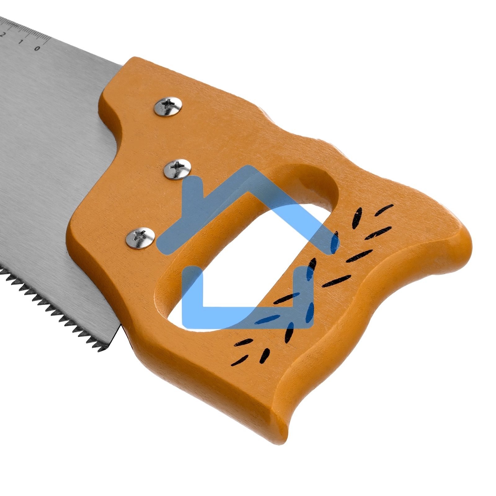 Ножовка по дереву Sparta 500 мм, 7-8 ТРI, каленый зуб, линейка, деревянная рукоятка