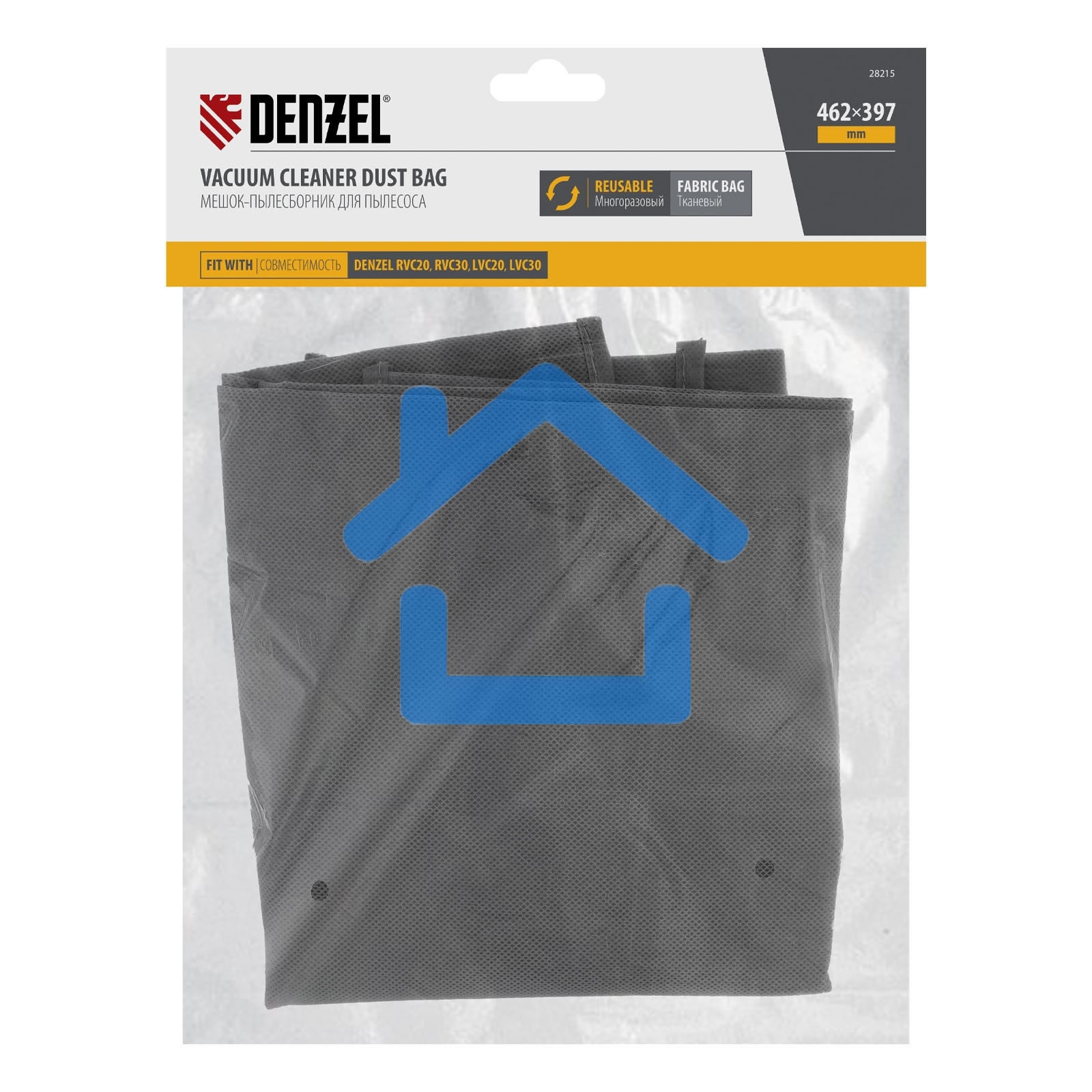 Мешок тканевый многоразовый для пылесосов Denzel RVC20, RVC30, LVC20, LVC30 Denzel