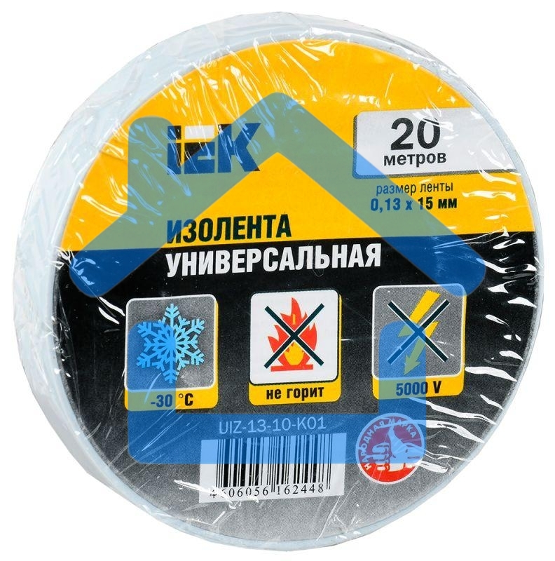 Изолента Iek UIZ-13-10-K01 0,13х15 мм белая 20 метров ИЭК