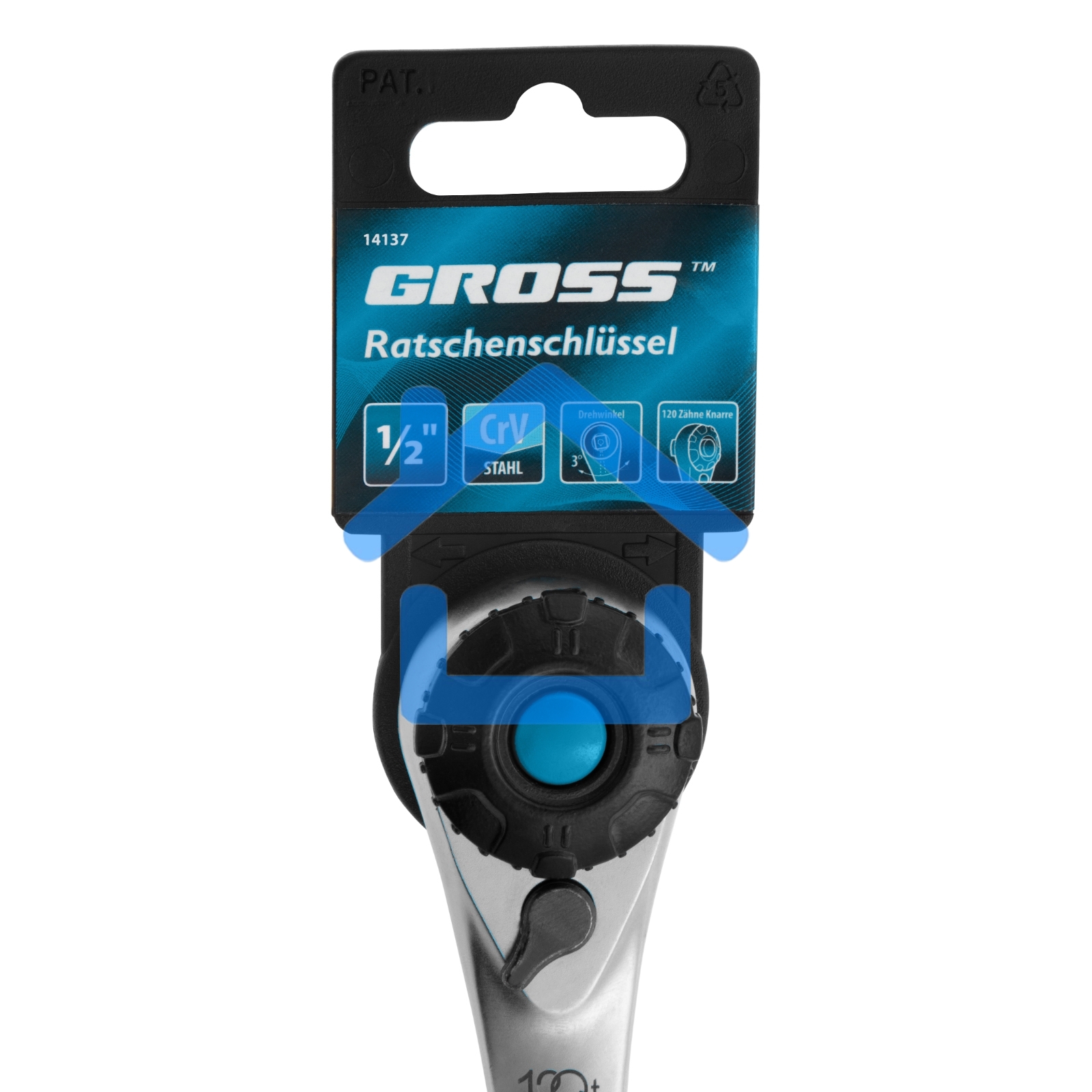 Ключ трещоточный GROSS, 120 зубьев 1/2