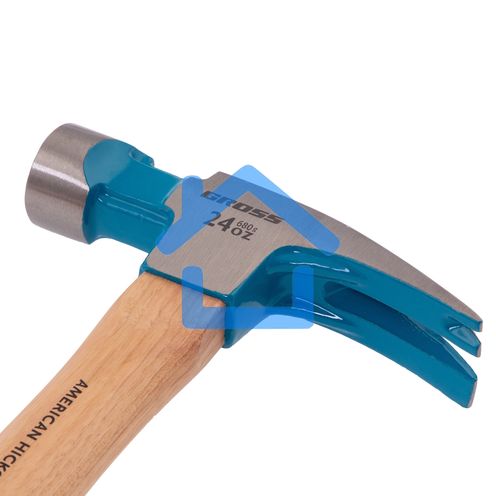 Молоток-гвоздодер, 680 г, угол 75, магнит, обрезиненная рукоятка AMERICAN HICKORY GROSS