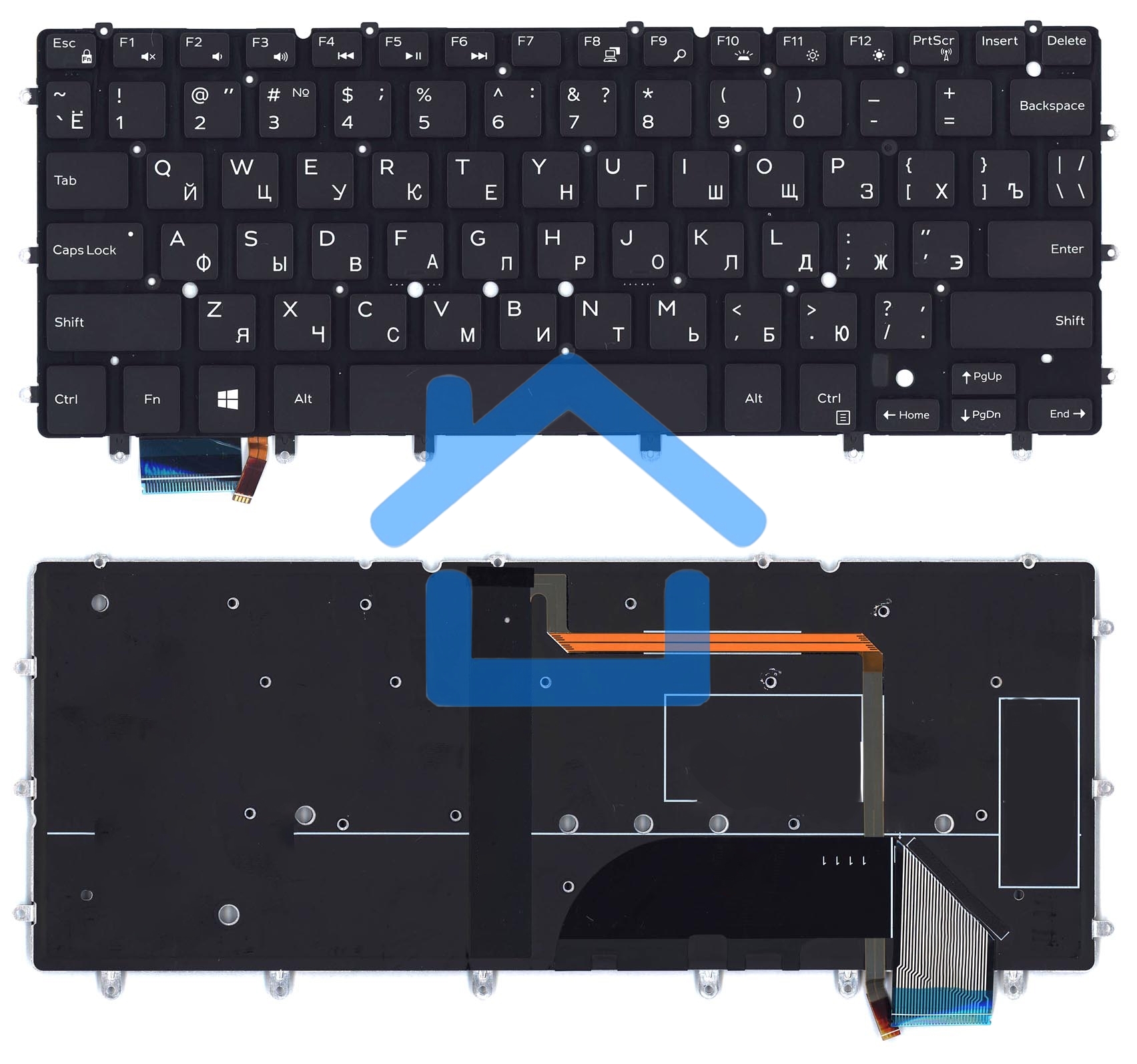 Клавиатура для ноутбука Dell XPS 13 9343 черная с подсветкой