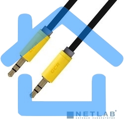 Кабель аудио Greenconnect0.5m jack 3,5mm/jack 3,5mm, нейлон, черный, желтая окантовка, ультрагибкий, 28 AWG, M/M, Premium, экран, стерео(GCR-AVC8114-0.5m)