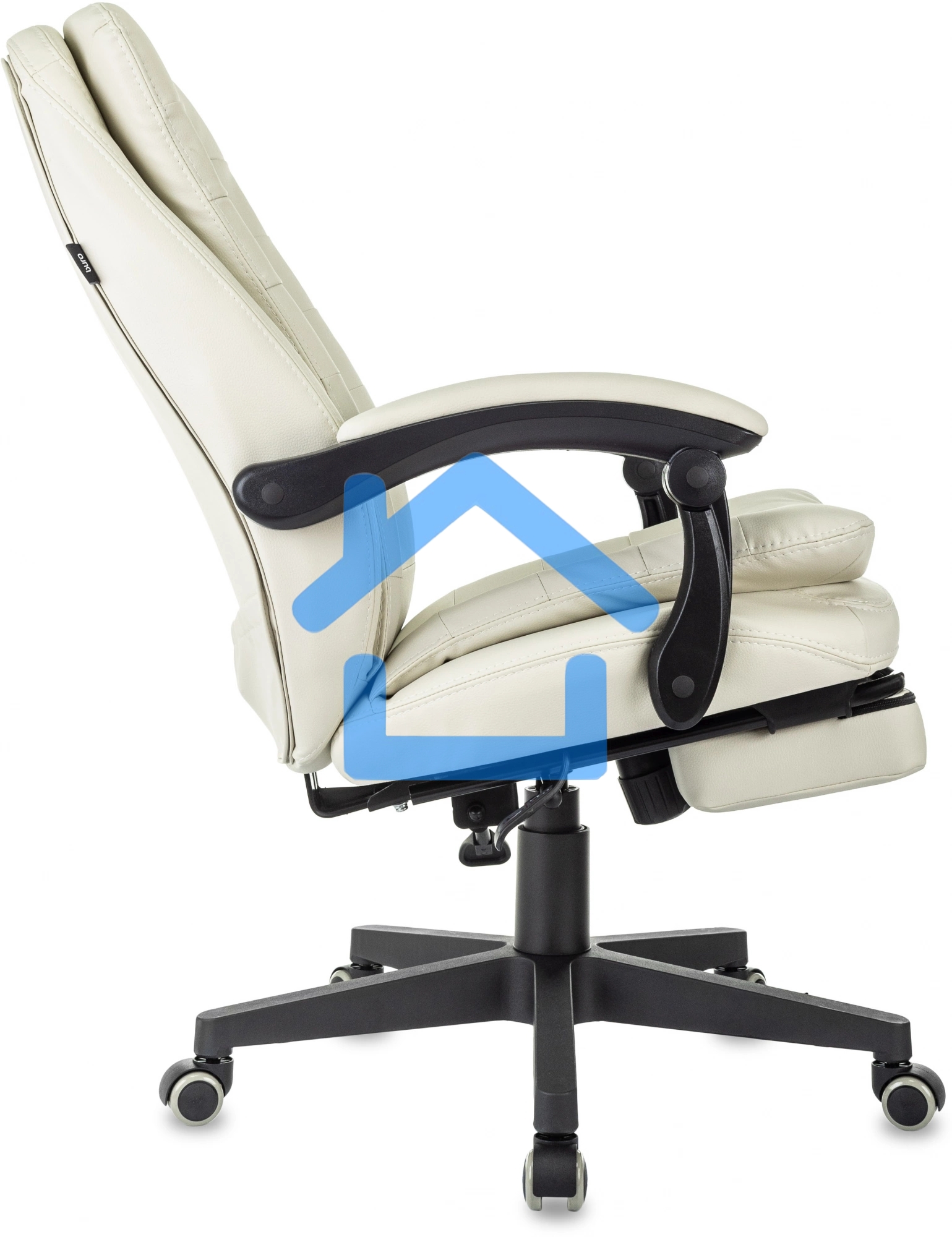 Кресло руководителя Бюрократ T-9950MSG-F слоновая кость эко.кожа, крестов. пластик подст. для ног